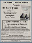 Event - November 27 | Ismaili Centre, Burnaby: Afghanistan Remembers – Parin Dossa