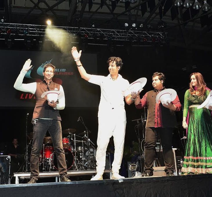 Mayor of Calgary, Naheed Nenshi, presenting white hats to Salim, Sulaiman, Vipul Mehta, Shweta Pandit, and Raj Pandit (Photo credit: Amir Jessani)