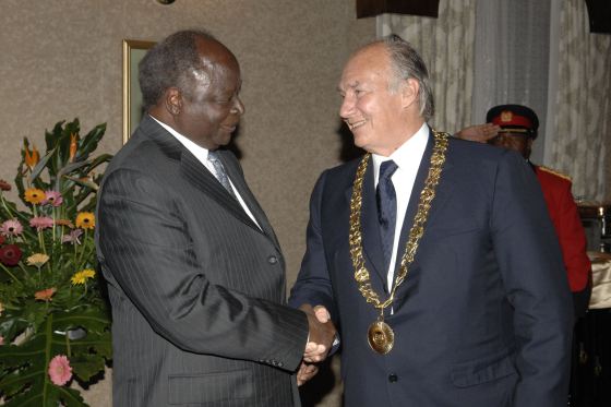 From Ismailimail Archives: Nairobi, Kenya August 13, 2007 <br /> His Excellency President Mwai Kibaki bestowed Kenya’s highest medal of honour, the Chief of the Order of the Golden Heart.