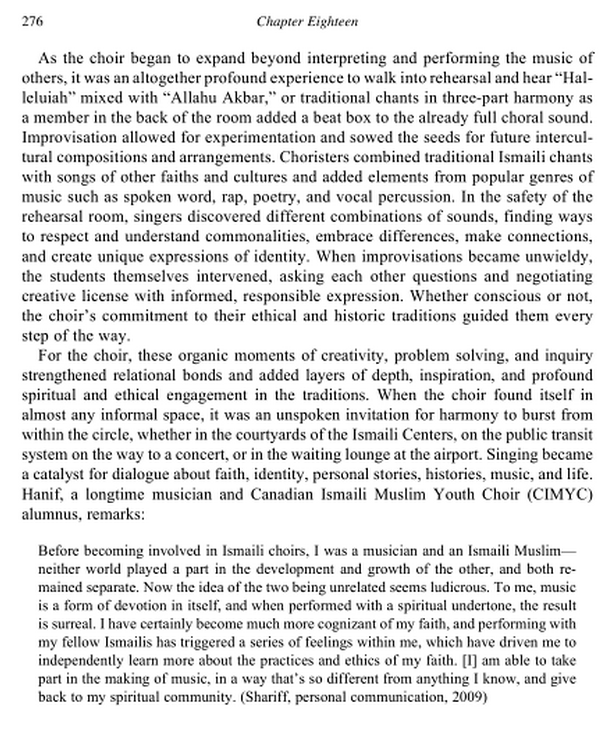 Book: Community Music Today - Canadian Ismaili Muslim Youth Choir