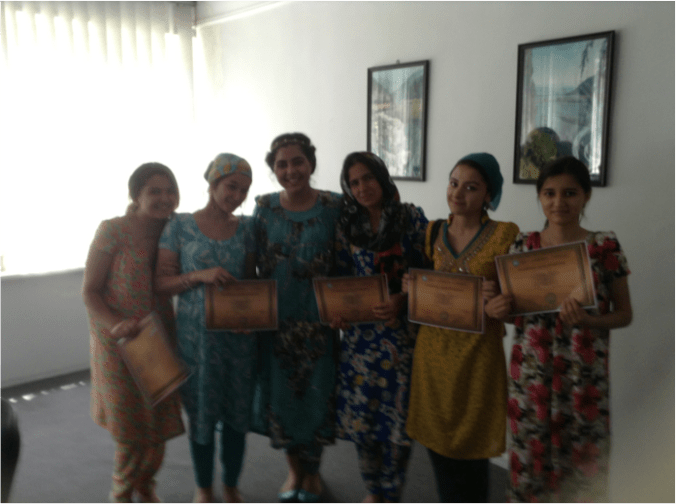 Noureen Shallwani volunteers teaching English at Dushanbe Boarding School with America's Unofficial Ambassadors