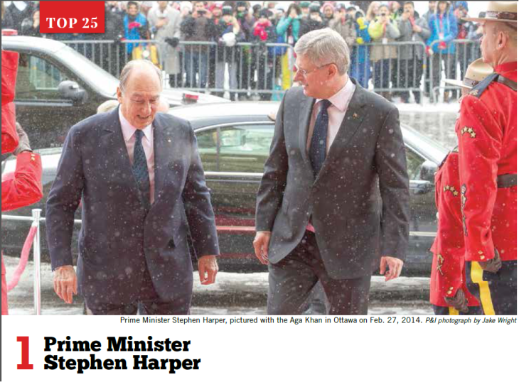 Power and Influence - Hill Times - Winter 2015 -HH Aga Khan with Prime Minister Harper