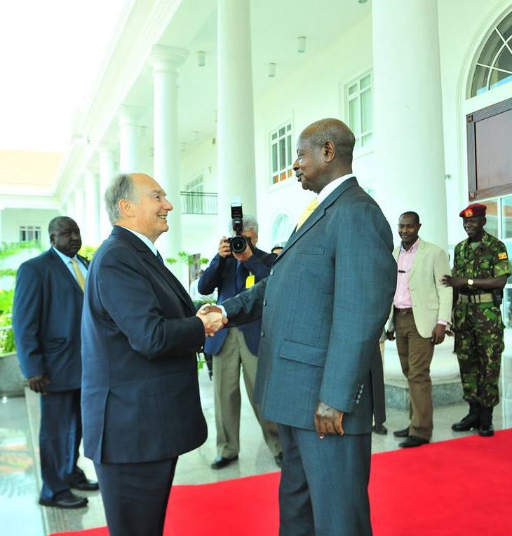 February 24, 2015: His Highness the Aga Khan with President Yoweri Museveni in Kampala, Uganda