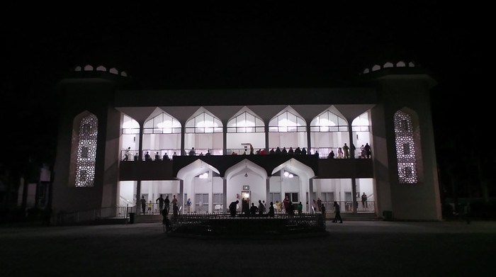 Karimabad Jamatkhana at night. Surat, Gujarat, India