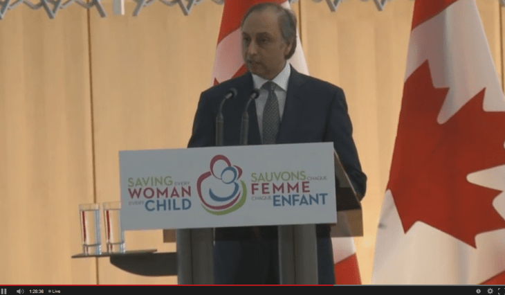Dr. Mahmoud Eboo, Diplomatic Representative of His Highness the Aga Khan and of the AKDN to Canada kicks off the maternal, newborn and child health (MNCH) session  (Image screen capture of live webcast)