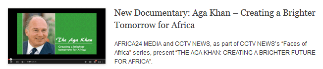 CCTV New Documentary - Aga Khan – Creating a Brighter Tomorrow for Africa