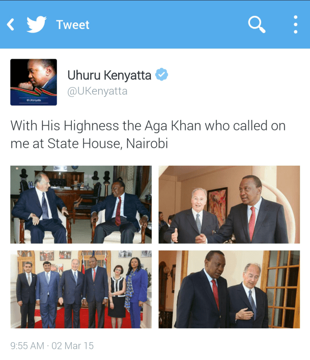 Screenshot from @UKenyatta Twitter image
