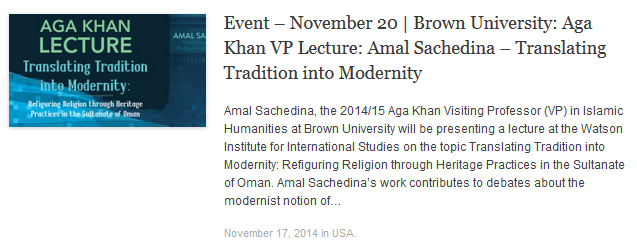Amal Sachedina - Brown University - Translating Tradition into Modernity
