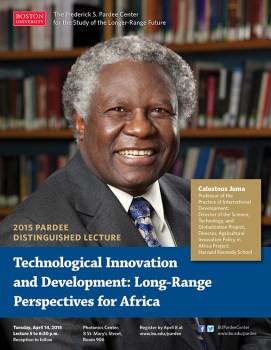 Dr. Calestous Juma, member of the AKU Board of Trustees delivers 2015 Pardee Distinguished Lecture at Boston University Poster