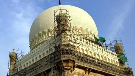 HYDERABAD, TELANGANA, 30-03-2015: Conservation & Restoration works taken up at Qutub Shahi Tombs by the Department and Aga Khan Trust for culture in Hyderabad Tuesday. (Photo: K. Ramesh Babu via The Hindu)