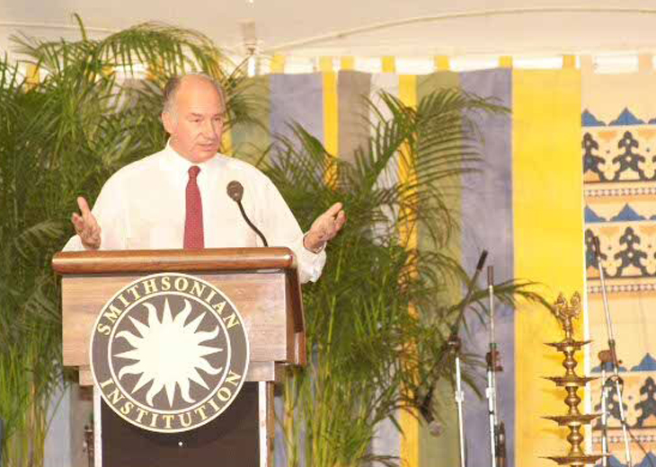From the Ismailimail archives 2002-06-26: His Highness the Aga Khan speaking at the opening ceremony of the Smithsonian Folklife Festival. - Photo: AKDN/Zahur Ramji