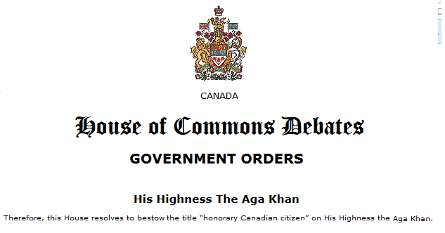 Canada bestows the title honorary Canadian citizen