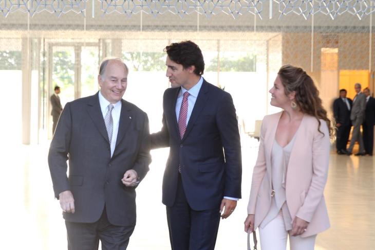 From Ismailimail Archives: The Prime Minister of Canada, Justin Trudeau (center) and his wife, Sophie Grégoire-Trudeau (right), enjoying the private company of His Highness Prince Karim Aga Khan (left) at the Delegation of the Ismaili Imamat in Ottawa, Canada.