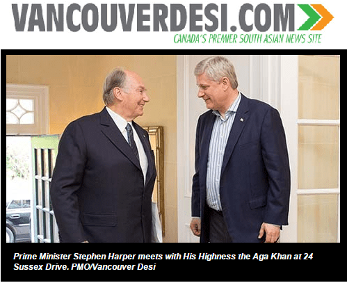 Vancouver Desi - Aga Khan And Prime Minister Harper