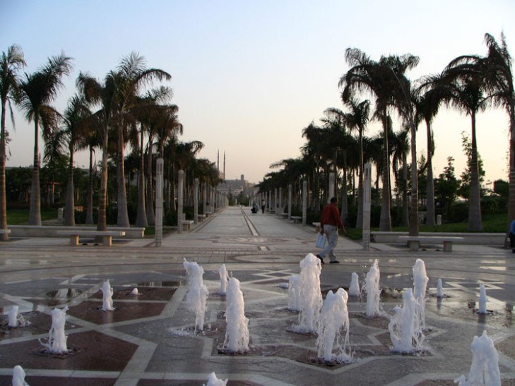The fountains of Al Azhar Park, Cairo