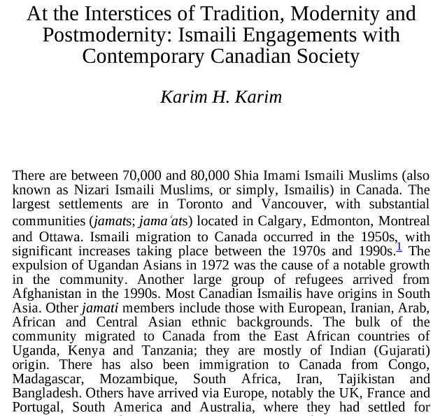 Professor Karim H. Karim: Modernity and Postmodernity: Ismaili Engagements with Contemporary Canadian Society