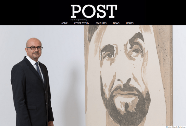 POST - Cover Story -in the service of Canada in front of the portrait of the father of UAE