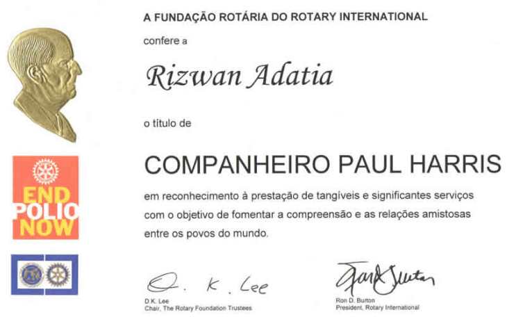 Rizwan Adatia gets Rotary Award