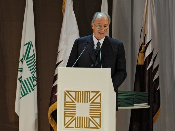His Highness the Aga Khan speaking at the Award Ceremony of the Aga Khan Award for Architecture held in Doha, Qatar. Photo: AKDN/Gary Otte