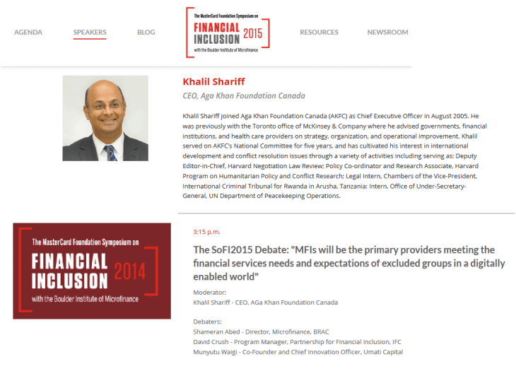 CEO Aga Khan Foundation Canada, Khalil Shariff to Speak at The Mastercard Foundation Symposium on Financial Inclusion 2015 in South Africa