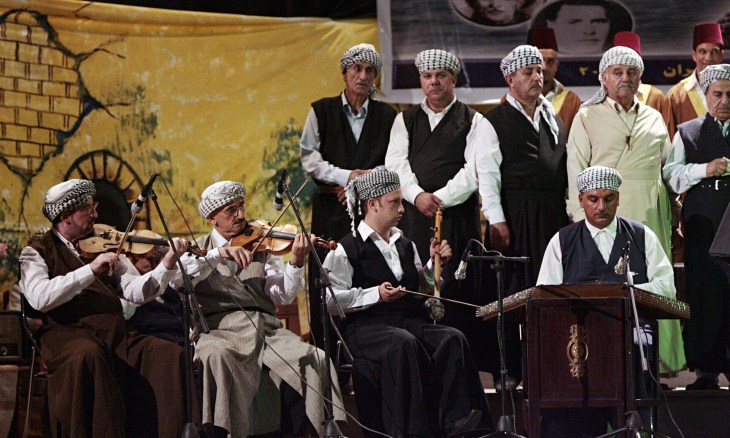  Iraqi musicians take part in a maqam music festival in Baghdad in 2009. (Photograph: AFP/Getty Images via The Guardian)