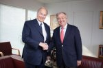 His Highness the Aga Khan, visited UNHCR headquarters today to meet UN High Commissioner for Refugees António Guterres and discuss past and future cooperation in emergency operations around the world. (image credit: The Ismaili)