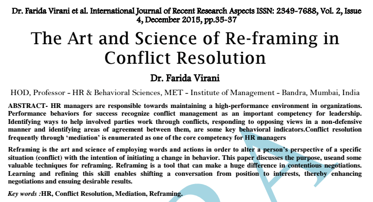 Dr. Farida Virani: The Art and Science of Re-framing in Conflict Resolution