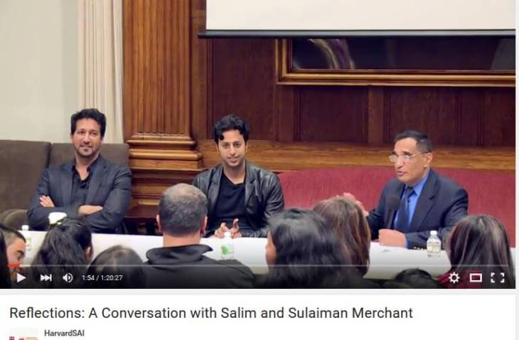Video of Harvard University talk – Reflections: A Conversation with Salim and Sulaiman Merchant