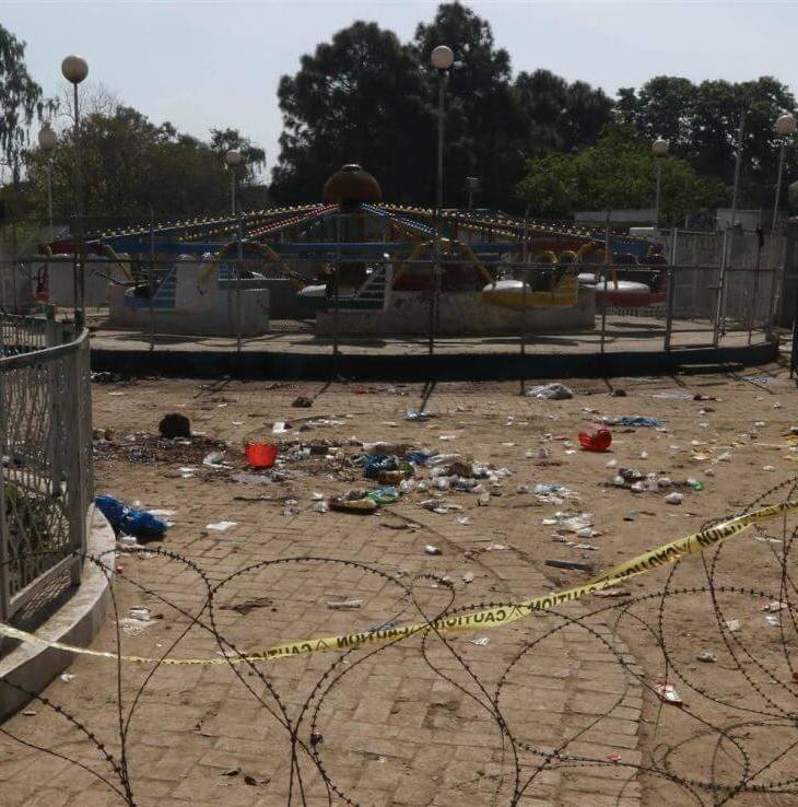 The site of the Lahore bombing was sealed off on Monday. RAHAT DAR / EPA