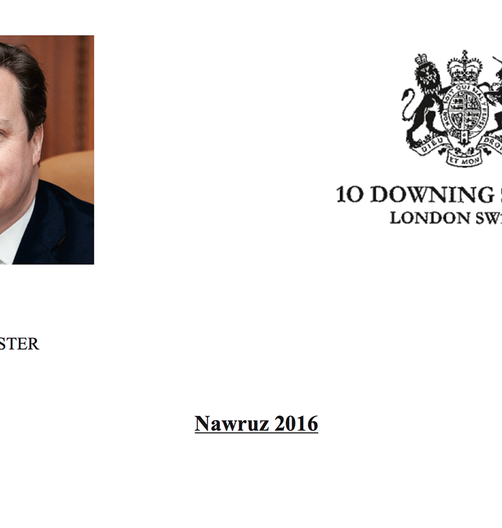 Letter from the UK Prime Minister to the Ismaili Community on the occasion of Navroz