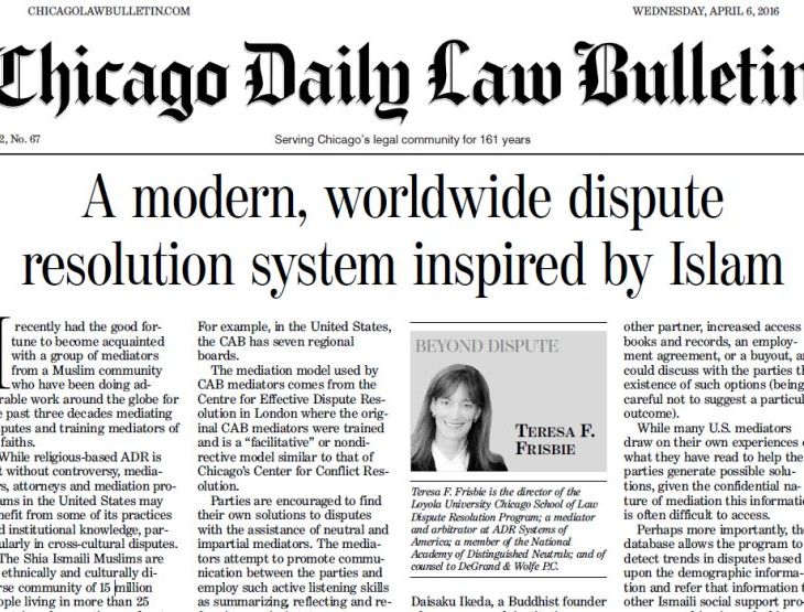 Conciliation and Arbitration Board: A modern, worldwide dispute resolution system inspired by Islam