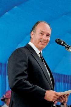 Mawlana Hazar Imam speaking during the Foundation Ceremony of the Ismaili Centre, Burnaby. CHRISTOPHER LITTLE