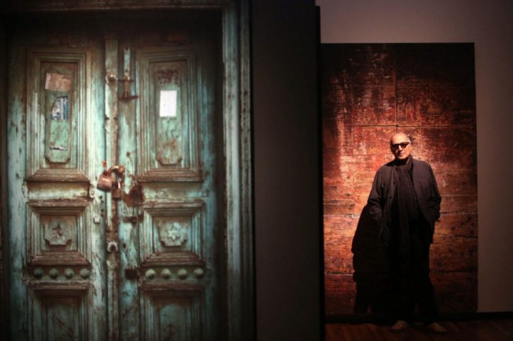 Abbas Kiarostami in his installation "Doors Without Keys" at the Aga Khan Museum. Kiarostami's exhibition features life-size photos of ancient doors. (Image credit: Vince Talotta via Toronto Star)