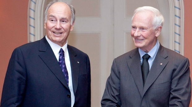 The Aga Khan left with Governor General David Johnston
