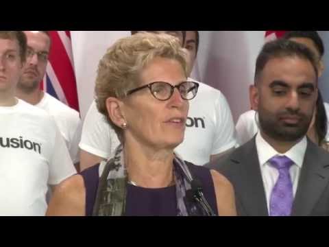 Alim Somani, President Infusion Development Canada, introduces Ontario Premier Kathleen Wynne for Government’s Economic Plan