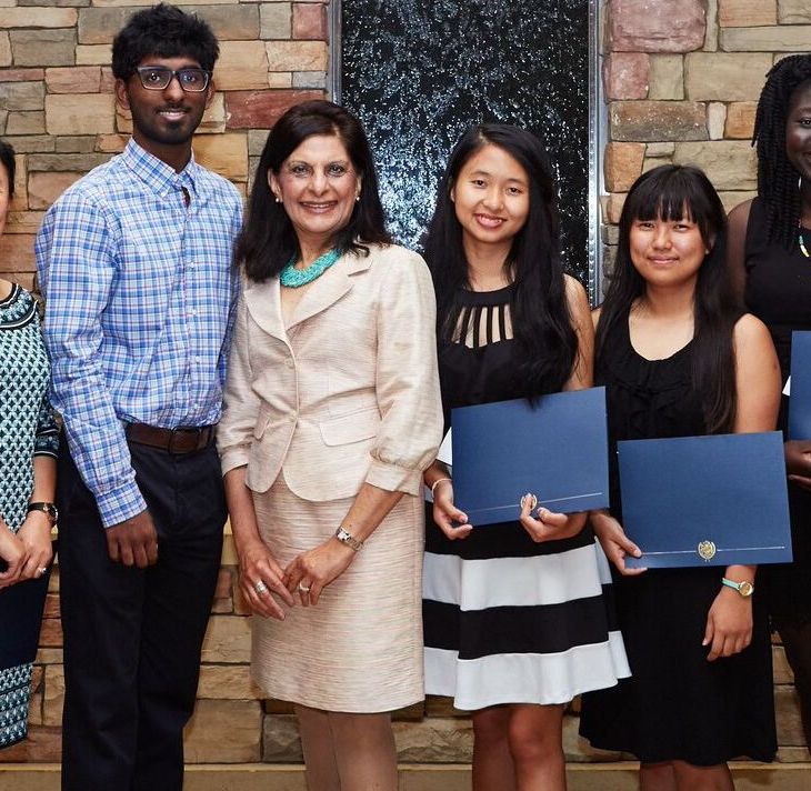 Dr. Gulshan Harjee., third from left, with studens wishing to be doctors