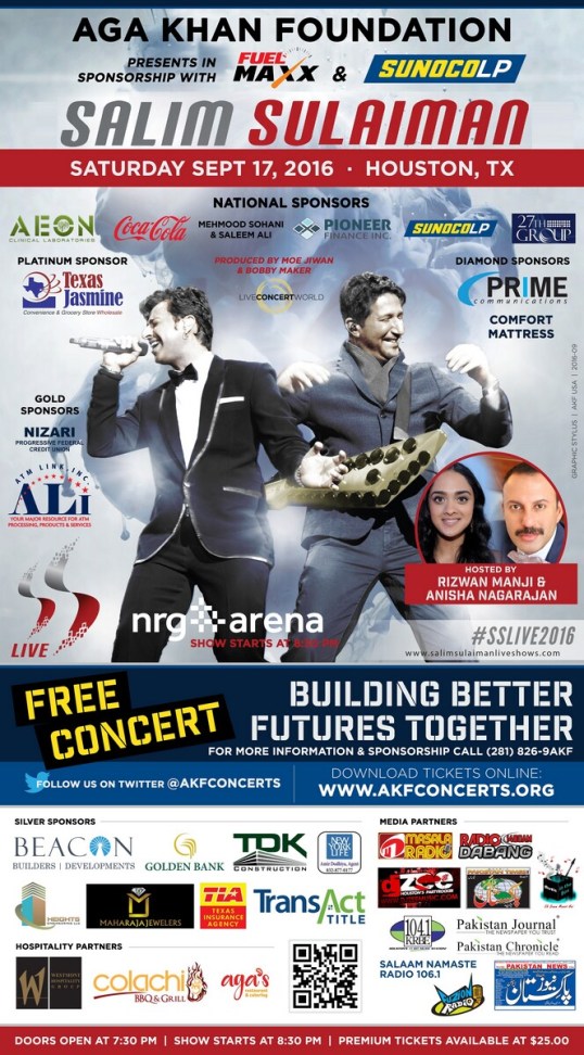 Aga Khan Foundation Southwest USA Presents Indian Music Director-duo Salim-Sulaiman Live In Concert on Saturday September 17, 2016