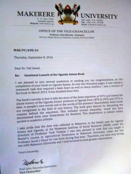 Updates on Vali Jamal's Book on Uganda Asians