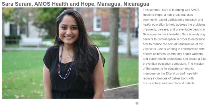 Sara Surani awarded Harvard Global Health Institute's 2016 Summer Fellowship