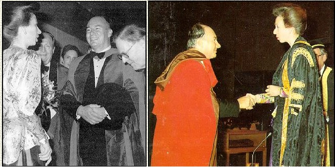 Her Royal Highness Princess Anne bestows D. Litt. (honoris causa), on His Highness Prince Karim Aga Khan at University of London, United Kingdom (1989-10-11)