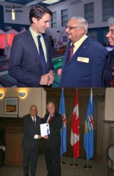 Mansoor Ladha with PM Trudeau and Lt. Gov. presenting the Canadian Caring Award