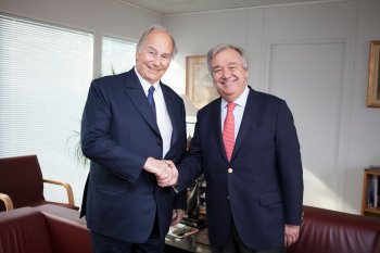 His Highness Prince Shah Karim Al Hussaini, Aga Khan IV, meets with UNHCR Antonio Guterres at UNHCR Headquarters