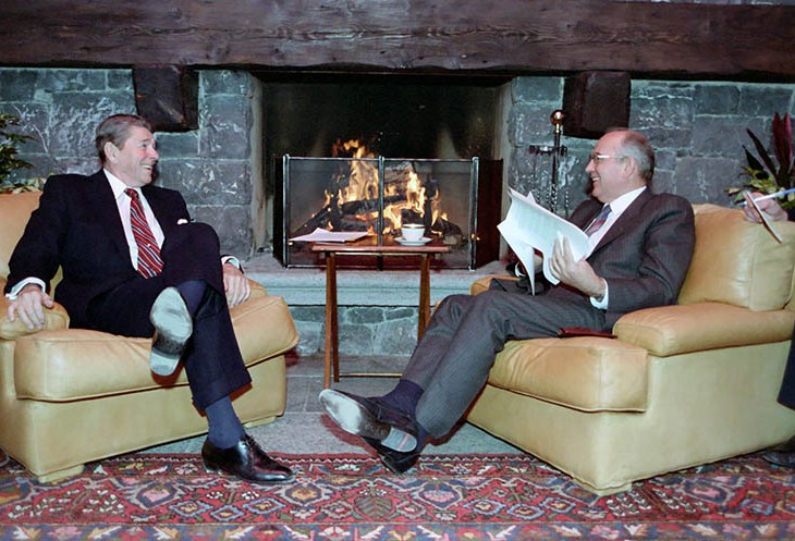 11/19/1985: President Reagan and Soviet General Secretary Gorbachev at the Summit in Geneva, Switzerland. (image credit: The U.S. National Archives and Records Administration: Ronald Reagan Presidential Library & Museum)