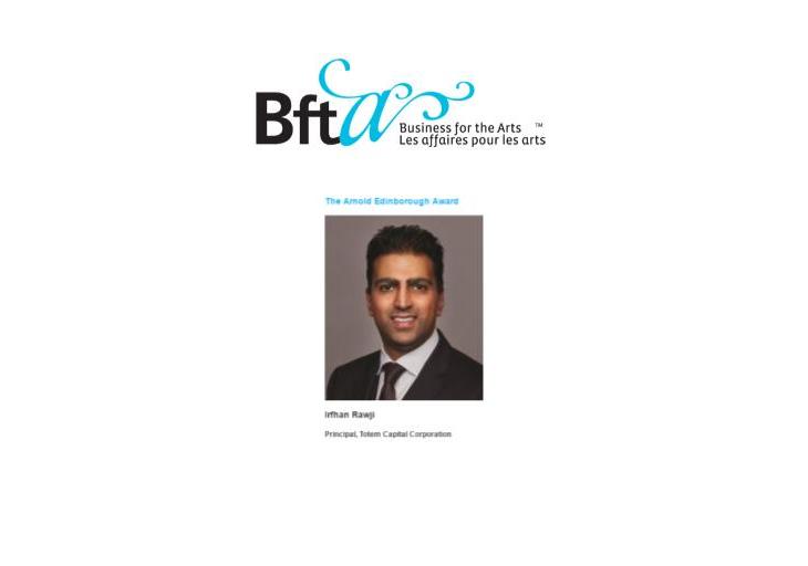 Irfhan Rawji wins Business for the Arts 2016 National Award