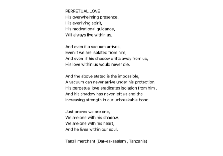 Poem: Perpetual Love (Dar-es-saalam, Tanzania)