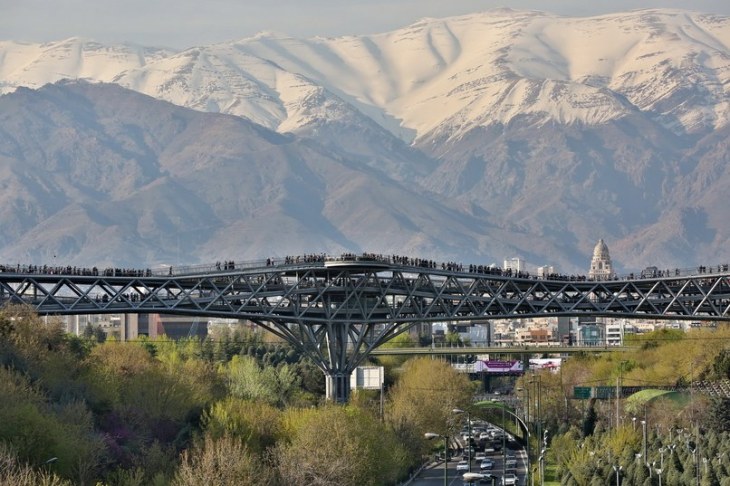 The Tabiat Pedestrian Bridge, which won the 2016 Aga Khan Award for Architecture, is in Tehran and is designed by the Iranian architect Leila Araghian. (Image credit: Barzin Baharlouie via Architectural Digest)