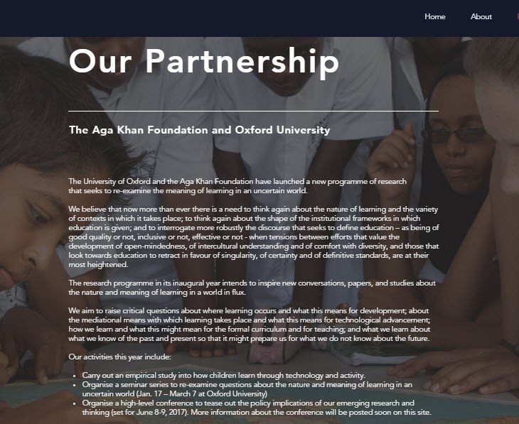 Supported by the Aga Khan Foundation - Oxford Centre for Comparative and International Education: Re-Examining the Meaning of Learning in an Uncertain World