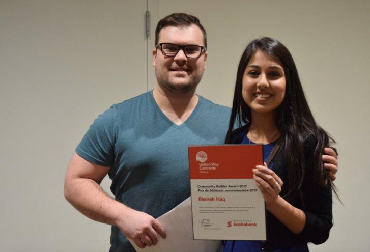 Bismah Haq receives Community Builder Award for Volunteer Work in Ottawa