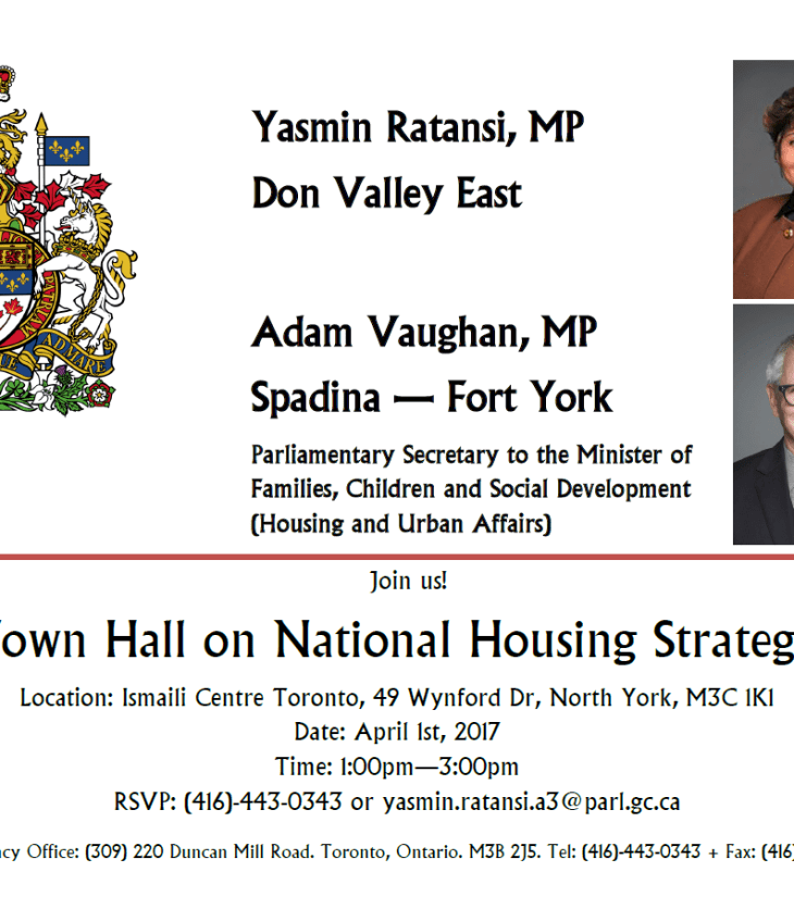Yasmin Ratansi, MP, co-hosts forum on Canada's National Housing Strategy at the Ismaili Centre, Toronto, April 1, 2017