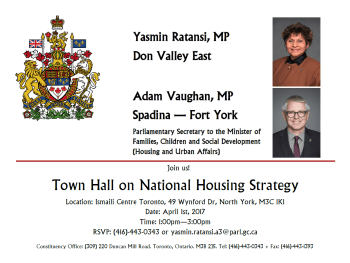 Yasmin Ratansi, MP, co-hosts forum on Canada's National Housing Strategy at the Ismaili Centre, Toronto, April 1, 2017